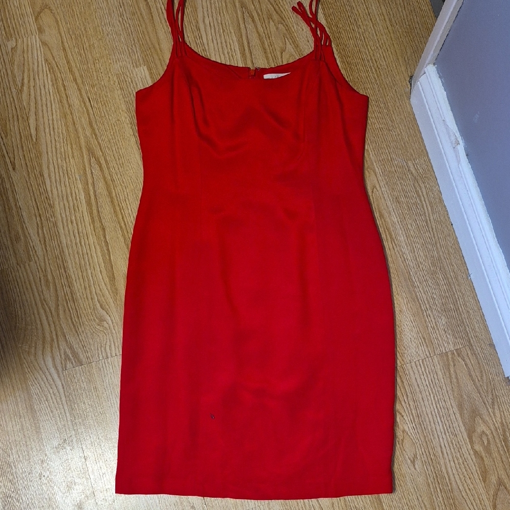 Vintage Miller Shor Elegant Red Silk Midi Dress Size 14